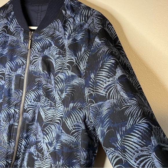Tommy Bahama Fez Frond Reversible Bomber Jacket Mens Sz M Navy Blue Snap Pocket - Picture 7 of 16